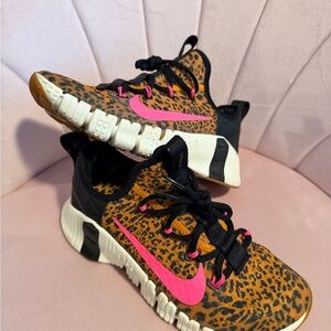 Nike Free Metcon Sneakers - Leopard Print with Pink Accents